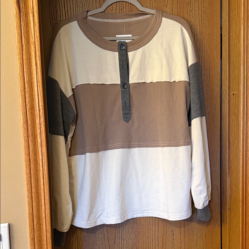 Color block waffle top